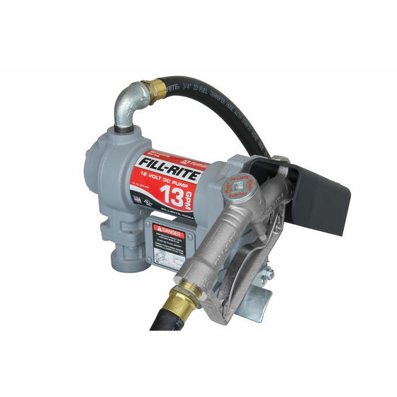 Fill-Rite SD1202G 12V DC Fuel Transfer Pump With Explosion-Proof UL/cUL Listed 1/4 HP Motor And 10 Ft. Static Wire Hose And Manual Nozzle With Suction Pipe