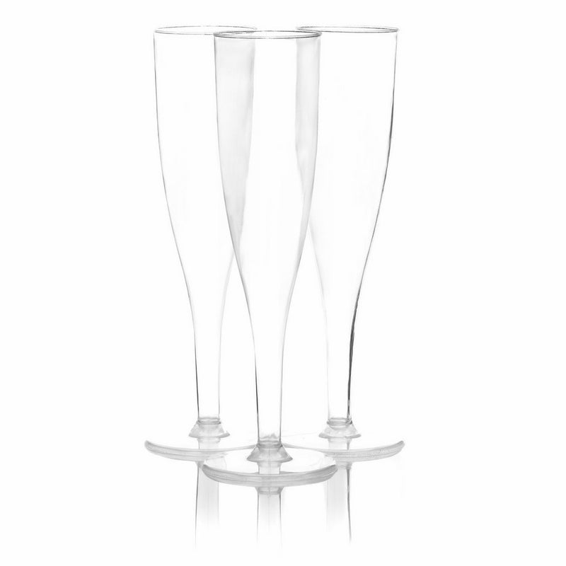 Northwest Enterprises Hard Plastic One Piece 5-Ounce Champagne Flutes, Clear, 20 Count
