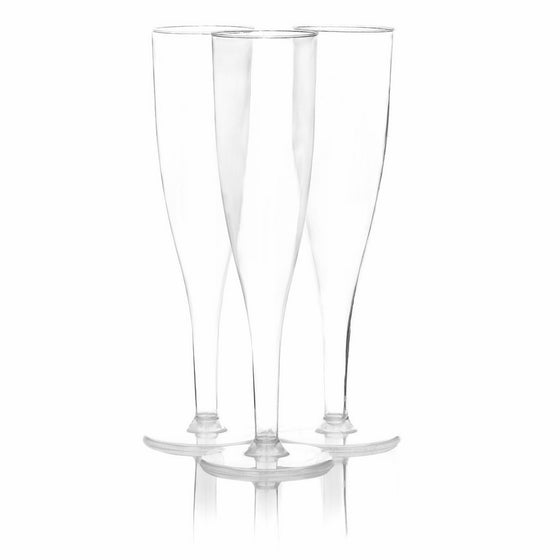 Party Essentials Hard Plastic One Piece 5-Ounce Champagne Flutes, 10-Count, Clear