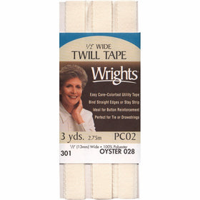 Wrights 117-301-028 Twill Tape, Oyster, 3-Yard
