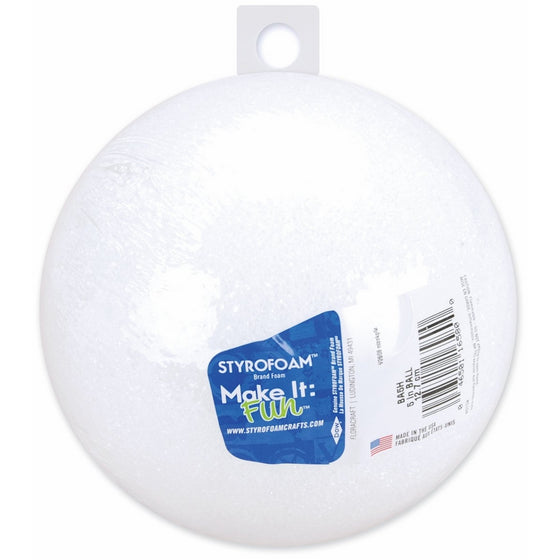 Floracraft Styrofoam Ball, 5-Inch, White, 1-Pack