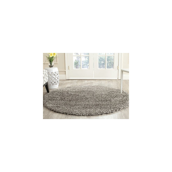 Safavieh Milan Shag Collection SG180-8080 Grey Round Shag Area Rug, 5 feet 1 Inch in Diameter (5'1" Diameter)