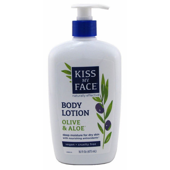 Kiss My Face Moisturizer 16 Ounce Pump 2-N-1 Olive & Aloe Lotion (473ml) (6 Pack)