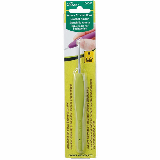 Clover 1040/B Lime Green Amour Crochet Hook, Size B, 2.25mm