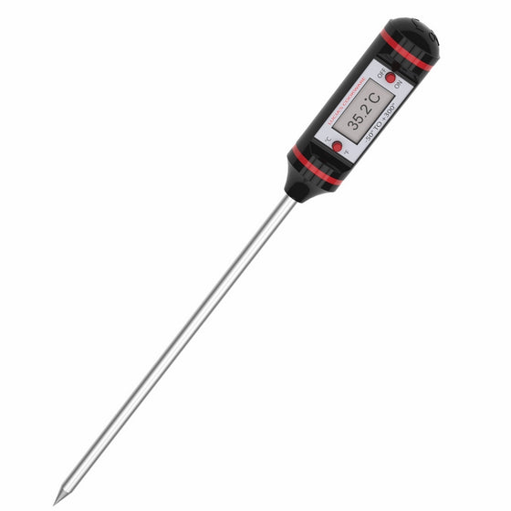 INSTANT READ THERMOMETER by Lucia's Cookware. Best Digital Thermometer for any Food, Candy, Liquid whether Cooking or Baking in the Kitchen or Grilling Outdoors on the BBQ. Meat Thermometer.