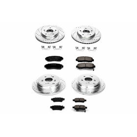 Power Stop K4044 Front and Rear Z23 Evolution Brake Kit with Drilled/Slotted Rotors and Ceramic Brake Pads