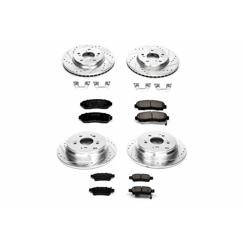 Power Stop K4044 Front and Rear Z23 Evolution Brake Kit with Drilled/Slotted Rotors and Ceramic Brake Pads