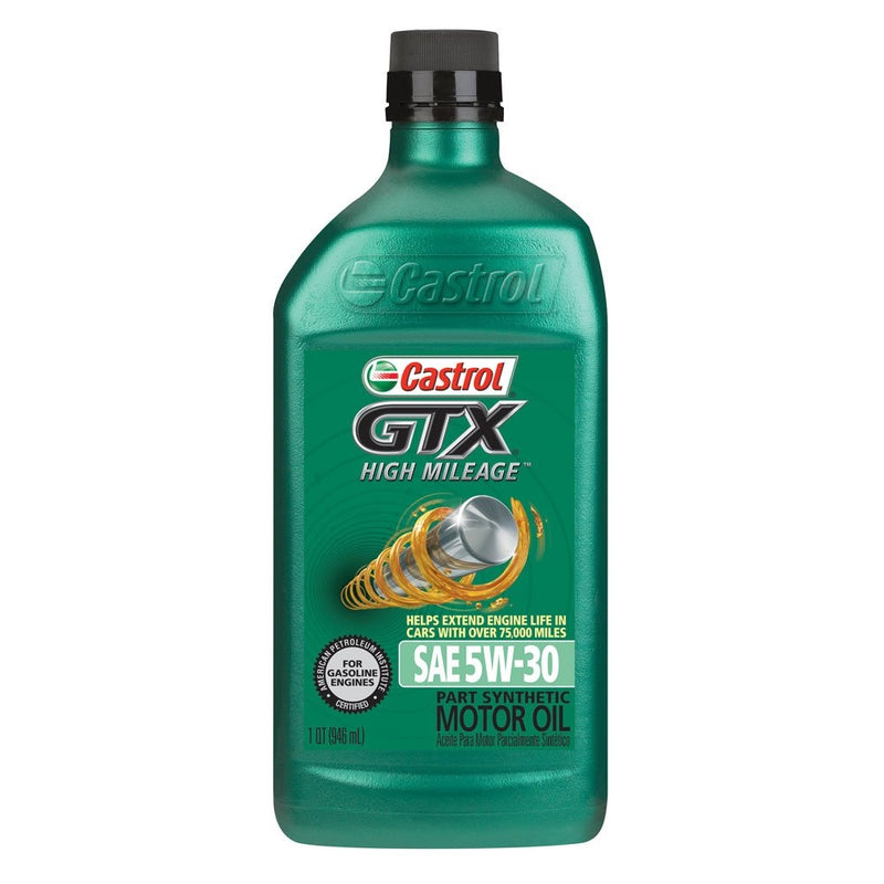 Castrol 06440 GTX High Mileage 5W-30 Synthetic Blend Motor Oil, 1 Quart, 6 Pack