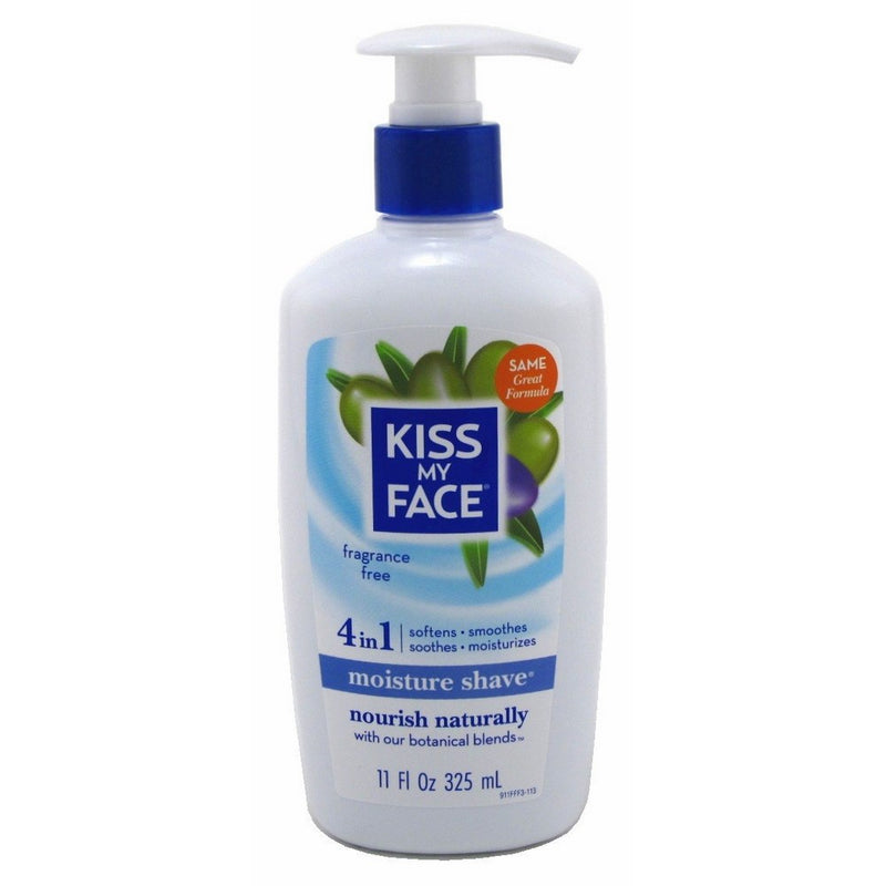 Kiss My Face Moisture Shave 11 Ounce Fragrance-Free 4-In-1 Pump (325ml) (3 Pack)