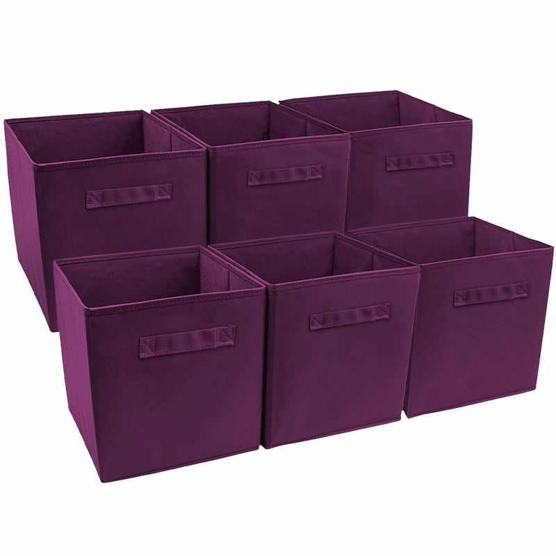 Sorbus Foldable Storage Cube Basket Bin (6 Pack, Purple)