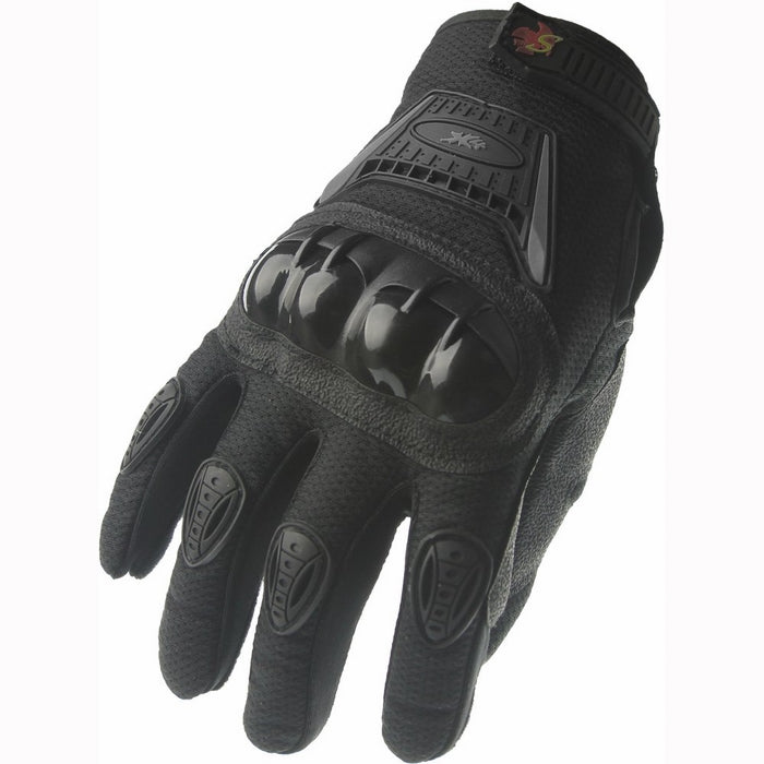 Street Bike Full Finger Motorcycle Gloves 09 (Med, black)