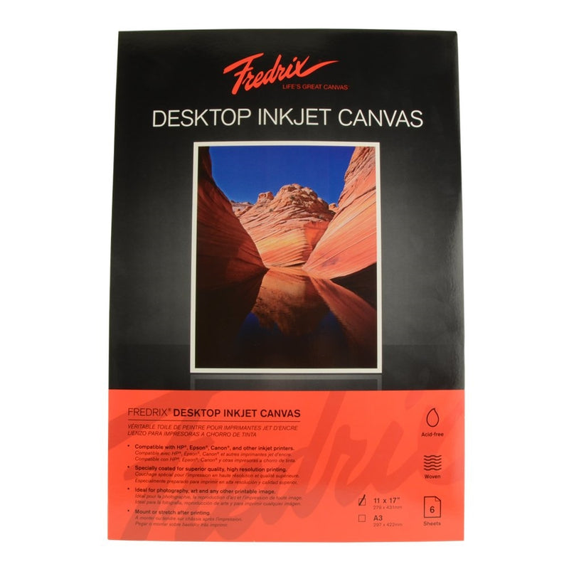 Fredrix Desktop Inkjet Canvas, 11 x 17 in, Clear, Pack of 10