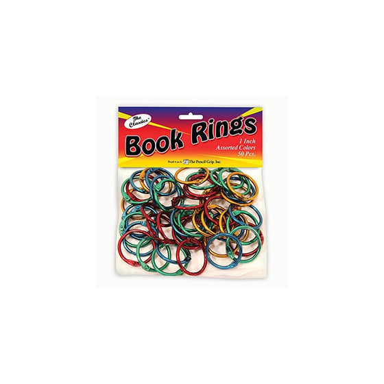 The Classics 1-Inch Diameter 50 Count Book Rings in Assorted Bright Colors (TPG-189)