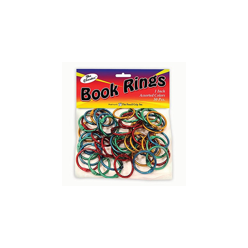 The Classics 1-Inch Diameter 50 Count Book Rings in Assorted Bright Colors (TPG-189)