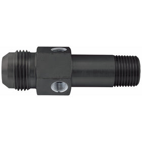 Allstar ALL90045 Black Anodized Aluminum 1/2" Length 12AN Male to 1/2 NPT Male 3- Ported Oil Inlet Fitting with 1/8 NPT Port