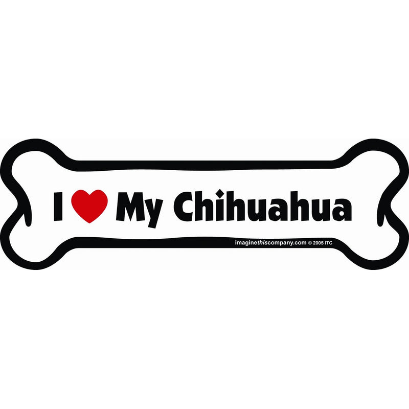 Imagine This Bone Car Magnet, I Love My Chihuahua, 2-Inch by 7-Inch