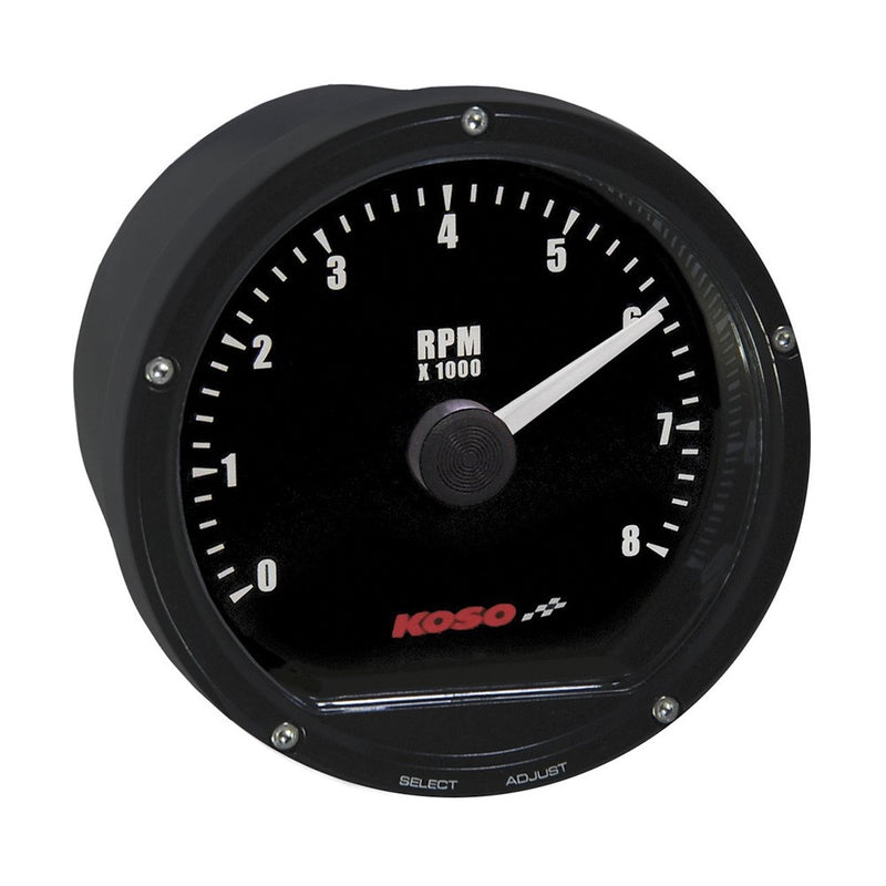 Koso BA035112 Black TNT-01R Tachometer (8 000 RPM)