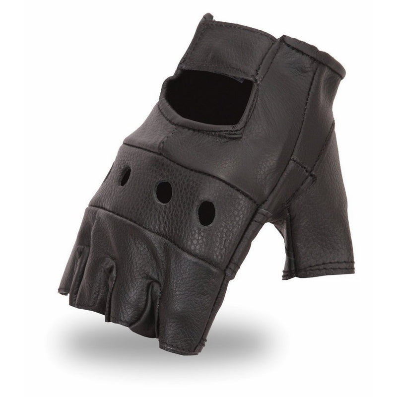 First Manufacturing Mens Motorman Leather Finger-Less Motorcycle Gloves (Black,Large),1 Pack