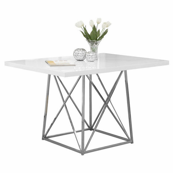 Monarch I 1046 36 by 48-Inch Dining Table, White Glossy/Chrome Metal