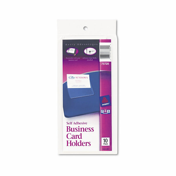 Avery 73720 Self-Adhesive Business Card Holders, Top Load, 3-1/2 x 2, Clear (Pack of 10)