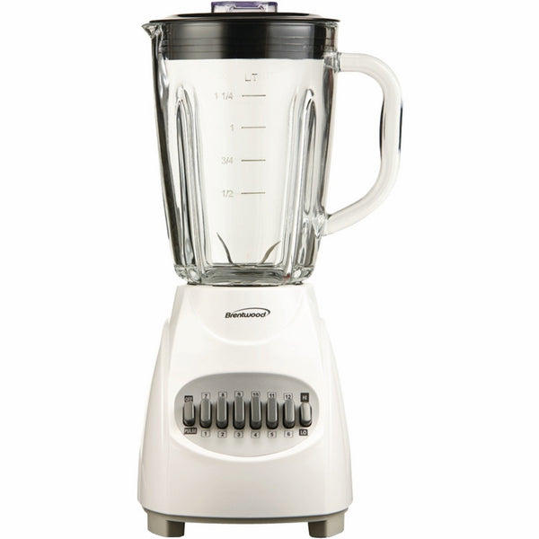 Brentwood JB-920W 12-Speed  Pulse Blender with Glass Jar, White