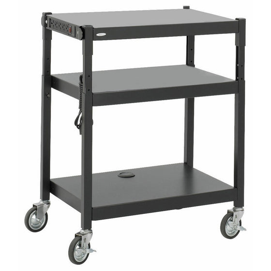 Safco Products 8932BL Steel Adjustable Height AV Cart, Black