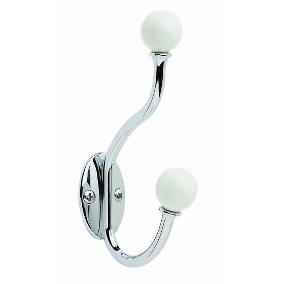 Amerock H55469W26 Globe Coat and Hat Hook - White/Chrome