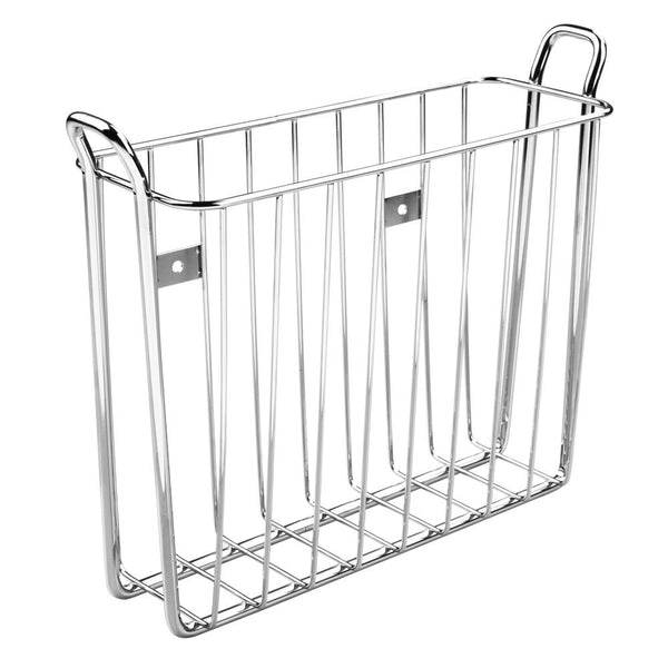 InterDesign Classico Wall Mount Newspaper and Magazine Holder Rack - Bathroom Organizer - Chrome