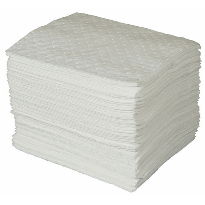 Brady SPC Basic Oil-Only Heavy Weight Absorbent Pad, White, 15" L x 17" W (100 Sheets Per Bale) - BPO100