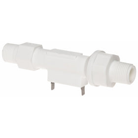 Gems Sensors FS-150 Series Polypropylene Flow Switch with Low Pressure Drop, Inline, Piston Type, Normally Open, 0.5 gpm Flow Setting, 1/2" NPT Male