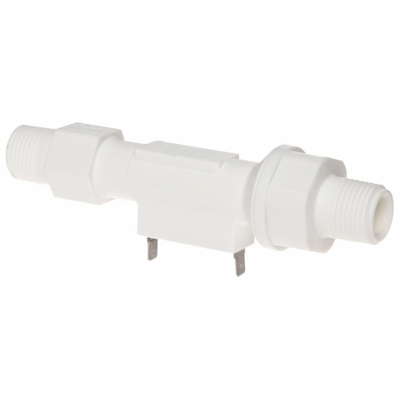 Gems Sensors FS-150 Series Polypropylene Flow Switch with Low Pressure Drop, Inline, Piston Type, Normally Open, 0.5 gpm Flow Setting, 1/2" NPT Male