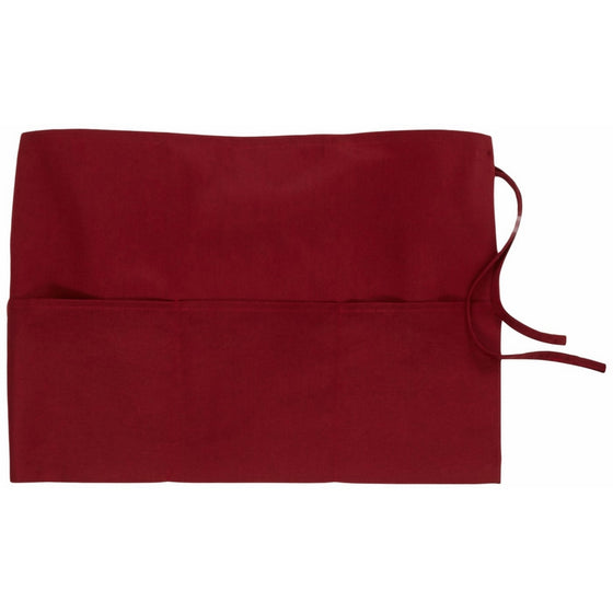 Winco WA-1221R 3-Pocket Waist Apron, Burgundy