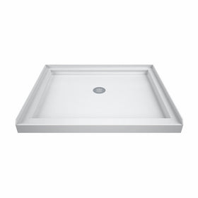 DreamLine SlimLine 36 in. D x 36 in. W x 2 3/4 in. H Center Drain Single Threshold Shower Base in White