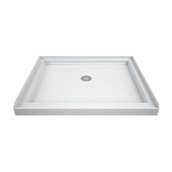 DreamLine SlimLine 36 in. D x 36 in. W x 2 3/4 in. H Center Drain Single Threshold Shower Base in White