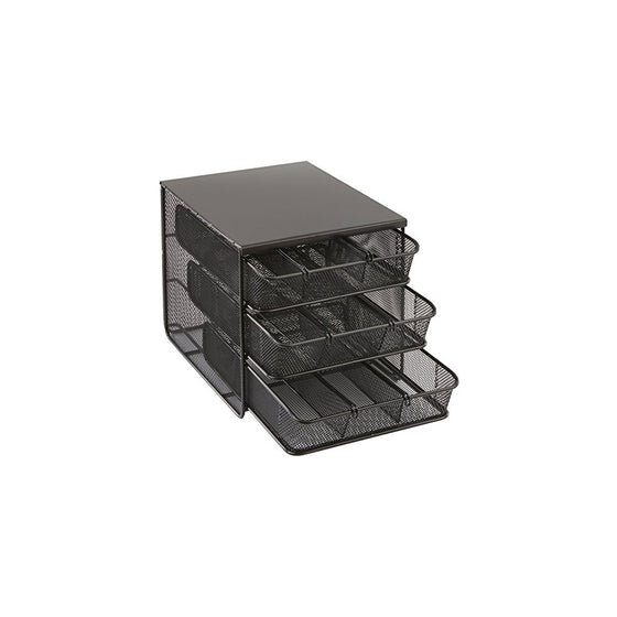 Safco Products 3275BL Onyx Mesh Hospitality Organizer, 3 Drawer, Black