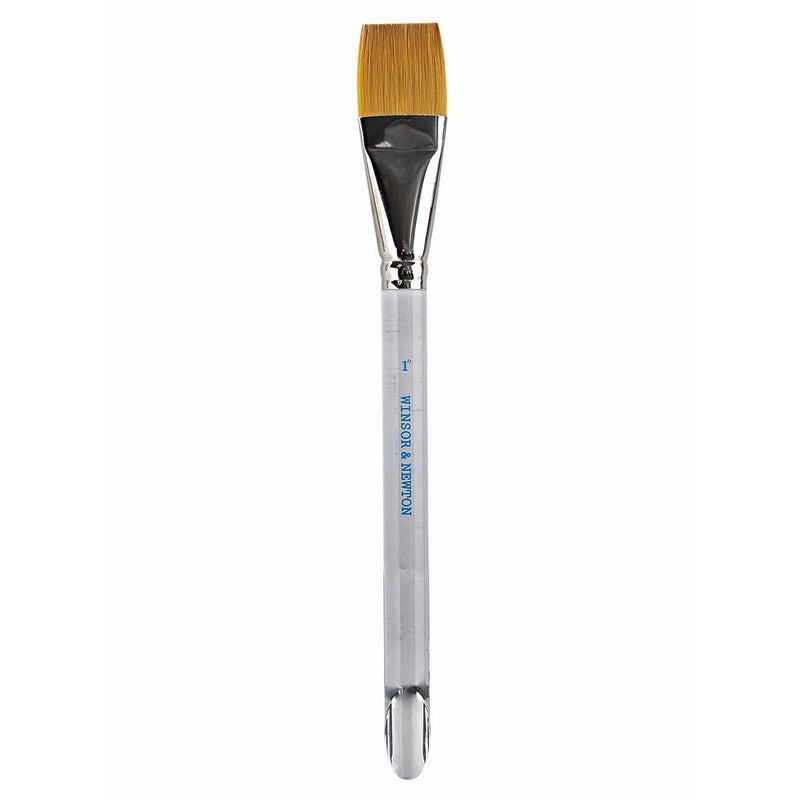 Winsor & Newton 5466125 Series 995 Aquarelle Golden Nylon Short Flat Wash 1" Handle Brush