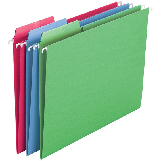 Smead Erasable FasTab Hanging File Folder, 1/3-Cut Built-In Tab, Letter Size, Assorted Colors, 18 per Box (64031)