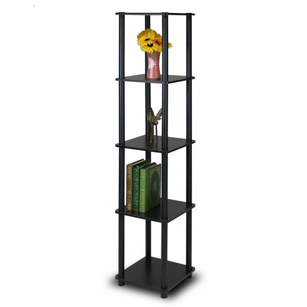 Furinno 99132EX/BK Turn-N-Tube 5-Tier Corner Square Rack Display Shelf, Espresso/Black