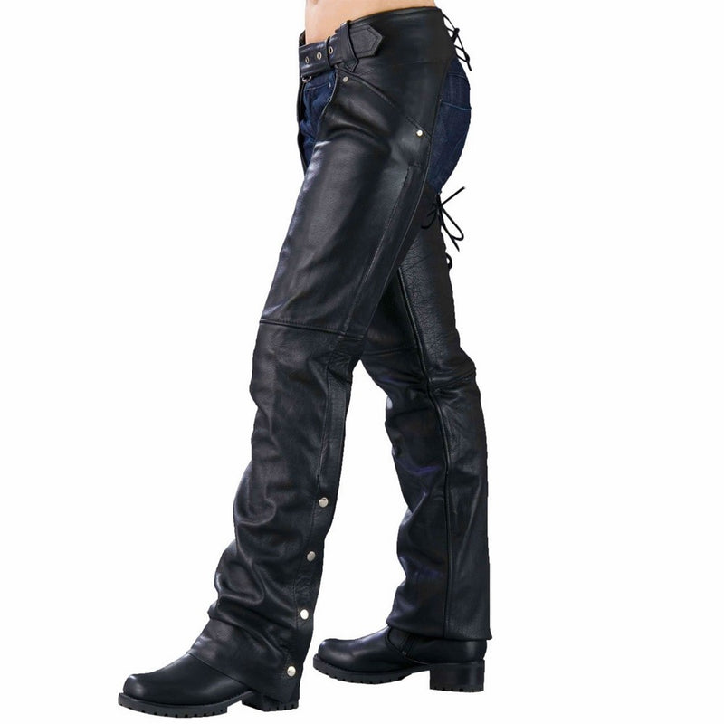 Ladies Biker Chaps with LACES ON THE BACK