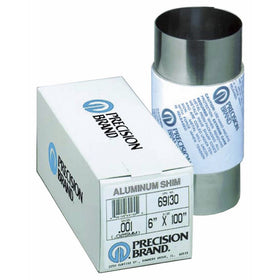 1100 Aluminum Shim Stock, Full Hard Temper, AISI 1100-H18, 0.010" Thick, 6" Width, 100" Length
