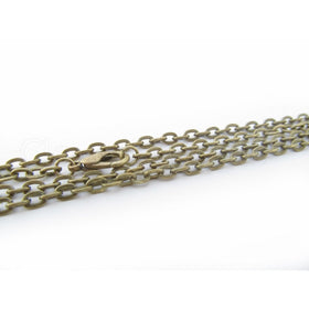 5 CleverDelights Vintage Style Necklaces - Antique Bronze Color - 24 Inch - Rolo Chain Necklace - Lobster Clasp and Jump Rings Attached - Jewelry Findings - 3 x 4mm Oval Links - Antique Bronze Color Antiqued Necklaces - 24" Length