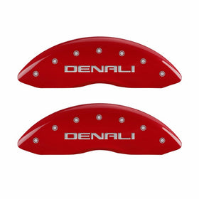 MGP Caliper Covers 34004SDNLRD 'DENALI' Engraved Caliper Cover with Red Powder Coat Finish and Silver Characters, (Set of 4)