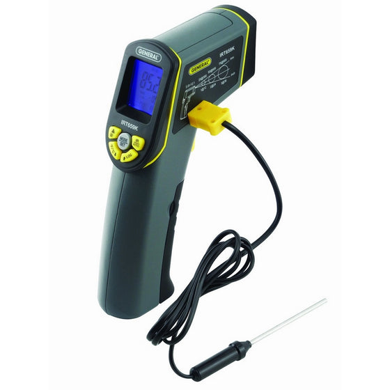 General Tools IRT659K Infrared Thermometer, K Type Thermocouple, 12:1