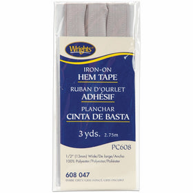 Wrights 117-608-047 Polyester Iron-On Hem Tape, Dark Gray, 3-Yard