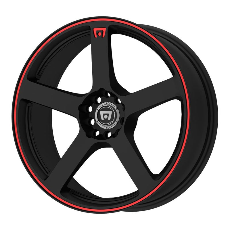 Motegi Racing MR116 Matte Black Wheel With Red Racing Stripe (18x8"/5x112, 114.3mm, 45mm offset)