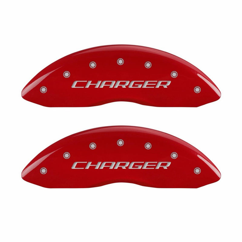 MGP Caliper Covers 12001SCHBRD Caliper Cover with Red Powder Coat Finish, (Set of 4)