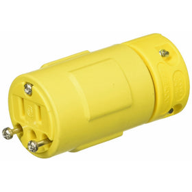 Woodhead 1547 Super-Safeway Connector, 2 Poles, 3 Wires, NEMA 5-15 Configuration, Yellow, 15A Current, 125V Voltage