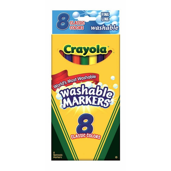 Crayola Ultra-Clean Washable Markers, Color Max, Fine Line Classic Colors 8 Ea (Pack of 3)