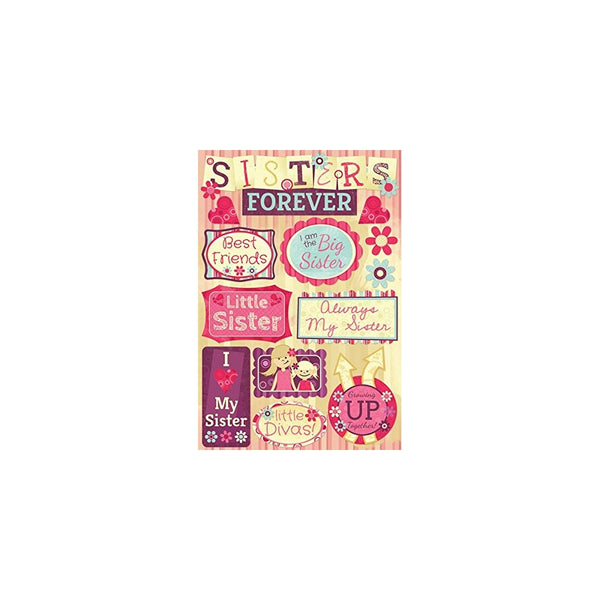 Karen Foster Design Acid and Lignin Free Scrapbooking Sticker Sheet, Sisters Forever