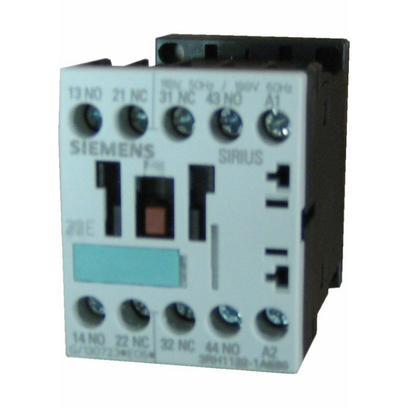 Siemens 3RH11 40-1AK60 Control Relay, Size S00, 35mm Standard Mounting Rail, AC Operation, Screw Connection, 40 E Identification Number, 4 NO Contacts, 120 V 60 Hz Control Supply Voltage